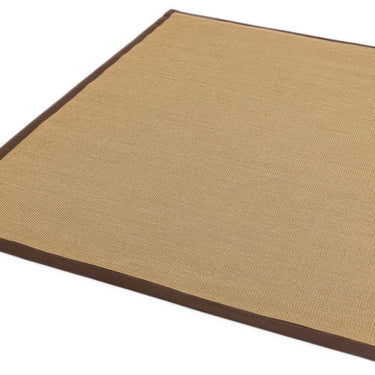Sisal Jute Plain Non-Slip Linen Natural with Chocolate Brown Border Rug & Runner