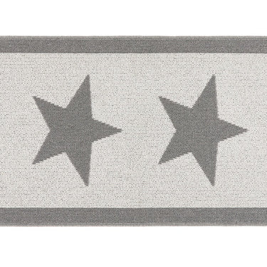 My Stain Resistant Durable Silver Star Washable Non-Slip Polypropylene Bordered Hallway Runner Rug - Runner 67x200 cm (2'2"x6'7")