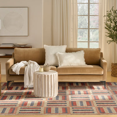 Nourison Nordic NRC11 Design Multi Rust Grey Geometric Textured Scandi Rug