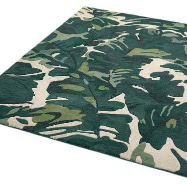 Matrix MAX73 Floral Tropical Palm Green Rug Quality Soft Wool Hand Made Rug