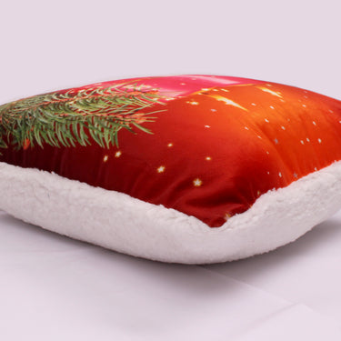 Christmas Festive Candle Washable Cotton Sheepskin Cushion 45x45 cm