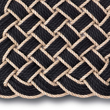 Outdoor Lovers Knot Black Rope Doormat Entrance Mat, Reversible Door Mat in 45 x 75 cm