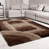 3D Trellis Silky Living Shaggy Geometric Textured Rug - Latte