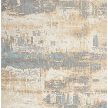 Calvin Enchanting ECH02 Ivory Seaglass Blue Polypropylene Abstract Modern Rug