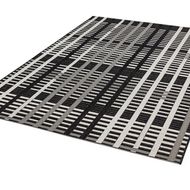 Asiatic London Patio PAT22 Grid Garden Living Black Indoor Outdoor Polypropylene Geometric Flatweave Rug