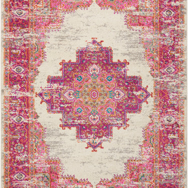 Nourison Passion PSN03 Traditional Medallion Persian Rug in Ivory Fuchsia