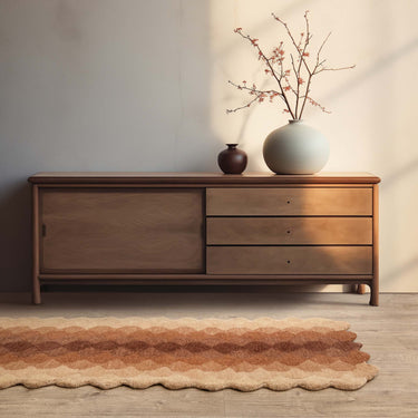 Hive Rug Modern Soft 100% Wool Hand Tufted Elegant Geometric Gradient Effect Rug in Rust