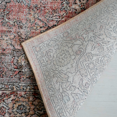 Alia 524AR Short Pile Grey Rose Polypropylene Traditional Floral Rug