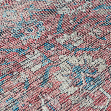 Kaya Mona KY10 Traditional Persian Floral Medallion Flatweave Washable Rug in Red Blue