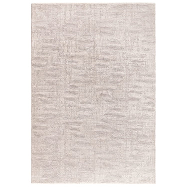 Asiatic London Laurent LA05 Fringed Grey Silver Cotton Abstract Geometric Textured Rug