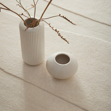 Origins Sculptured Rock Tufted Cream Wool Textured Modern Rug