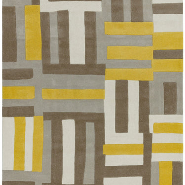 Asiatic London Matrix Code Yellow Multi Tufted Wool Viscose Geometric Textured Rug 160x230 cm