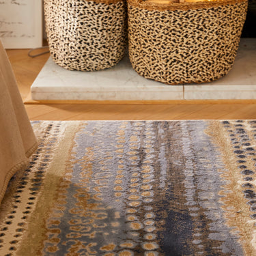 Batik Multi Rug by Origins in Natural Blue Multi Modern Abstract New Design Soft Silky Rug