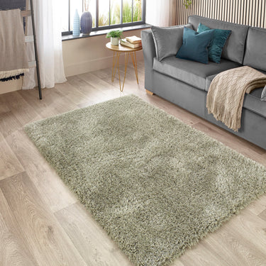 Origins Chicago Sage Green Handmade Shaggy Textured Round Rug