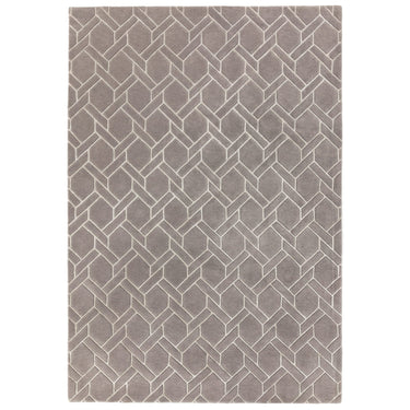 Asiatic London Nexus FL06 Fine Lines Trellis Grey Silver Hand-Carved Wool Viscose Geometric Rug