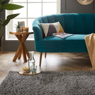 Esselle Larissa Charcoal Grey Washable Non-Slip Polypropylene Shaggy Hallway Runner Rug - Small 80x120 cm (2'6"x4')