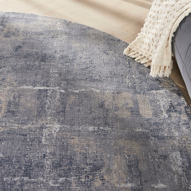 Rustic Textures RUS06 Modern Abstract Circle Round Rug in Grey Beige