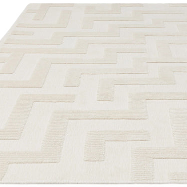 Asiatic London Freja Cove Short Pile Maze Ivory White Washable Cotton Polypropylene Abstract Rug