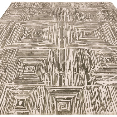 Kuza Portrait New Linear Pattern Khaki Green Polypropylene Abstract Textured Distressed Rug