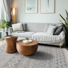 Anya ANR01 Rug Hand Made Wool Geometric Traditional Modern Bohomian Tribal Fringed Rug in Ivory Slate - Medium 120x170 cm (4'x5'6")