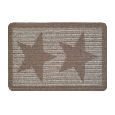 My Stain Resistant Durable Stone Beige Star Washable Non-Slip Polypropylene Bordered Hallway Runner Rug - 67x100 cm (2'3"x3'3")