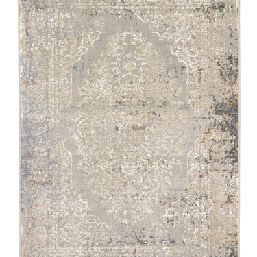 Origins Vintage Medallion Modern Traditional Floral Fringe Rug in Blue Grey