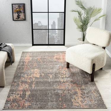 Alia 860GL Short Pile Rose Polypropylene Traditional Modern Hallway Runner Rug - Medium 120x170 cm (4'x5'6")