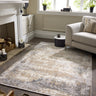 Origins Cosimo Distressed Hand Carved Blue/Grey Rug - Small 80x150 cm (2'6"x5')