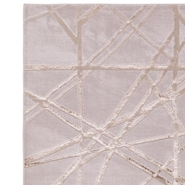 Aurora Mica AU13 Geometric Stripes Shiny Metallic Beige Gold Rug in 160 x 230 cm (5'3''x7'7'')