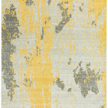 Nova NV18 Painterly Modern Abstract Distressed Rug in Yellow Ochre Grey