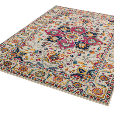 Nova Persian Traditional Bordered Medallion Rug in Blue and White Multi
