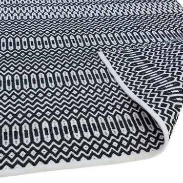Halsey Indoor Outdoor Rug Hand Woven Geometric Flatweave Reversible Black Rug or Runner or Cushion