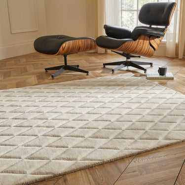 Priory PRI103 Geometric 100% Pure New Zealand Wool Hand Made Taupe Rug by Sarah Gare