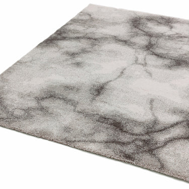 Dream Modern Abstract Marble Soft Shaggy Rug in Cream Grey