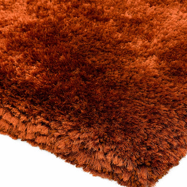 Plush Plain Shaggy High Pile Thick Silky Fluffy Soft Hand Woven Rust Rug