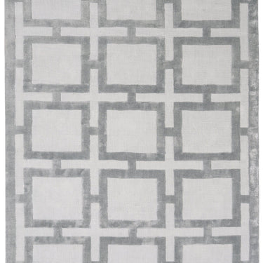 Eaton Katherine Carnaby Rug Modern Geometric Hand Woven Silky Viscose Metallic Sheen Super Soft Silver Rug