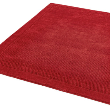 York 100% Wool Rug Hand Made Modern Plain Bordered Rug in Poppie Red
