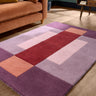 Sienna Block Berry Rug Modern Geometric Hand-Carved  Soft 100% Wool Area Rug in Purple Terracotta Rust - Medium 120x170 cm (4'x5'6")
