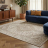Comila COM101 Classic Design Ivory Traditional Floral Bordered Medallion Rug - 160 x 230 cm (5'3"x7'6")