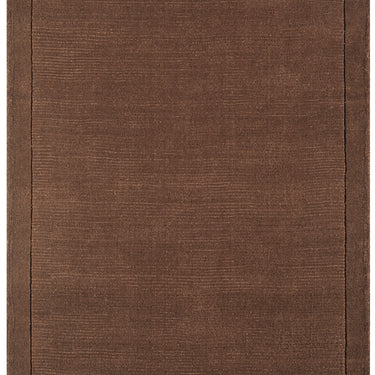York 100% Wool Rug Hand Made Modern Plain Bordered Rug in Chocolate