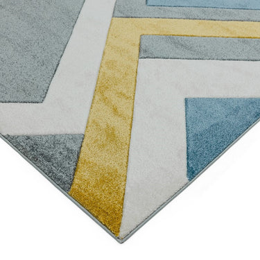 Sketch SK09 Linear Geometric Hand Carved Rug in Grey Ochre Multicolours