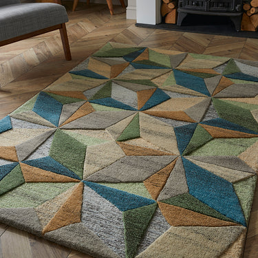 Lilianna Mayfair Wool Rug Soft 3D Embossed Geometric Hand Tufted Soft High Quality Multicoloured Rug