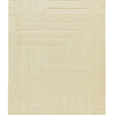 Origin Maze Rug Soft Wool High Quality Modern Linear Geometric Rug in Pristine Cream in 200x290 cm