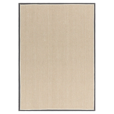Korra Single Loop Slate Cream Wool & Jute Rug with Cotton Border