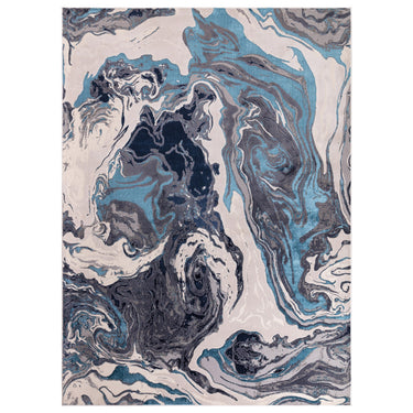 Aurora Ocean AU18 Modern Abstract Marbled Shiny Blue Rug