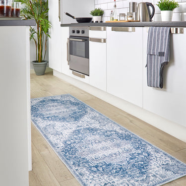 Origins Washable Garda Rug Traditional Persian Classic Blue Rug
