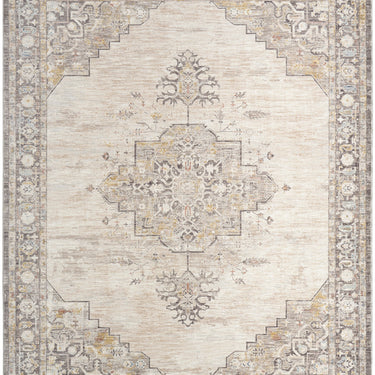 Nourison Antique Fusion ANF01 Fringed Bordered Medallion Ivory Persian Traditional Vintage Abstract Rug