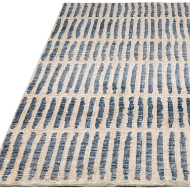 Mason Grid Modern Art Abstract Stripes Soft Rug in Blue Cream