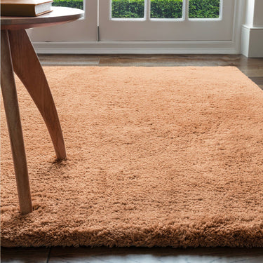 Opulence Terracotta Luxurious Shine Fluffy Soft Tufted Cotton Shaggy Textured Rug