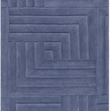 Origin Maze Rug Soft Wool High Quality Modern Linear Geometric Rug in Blue